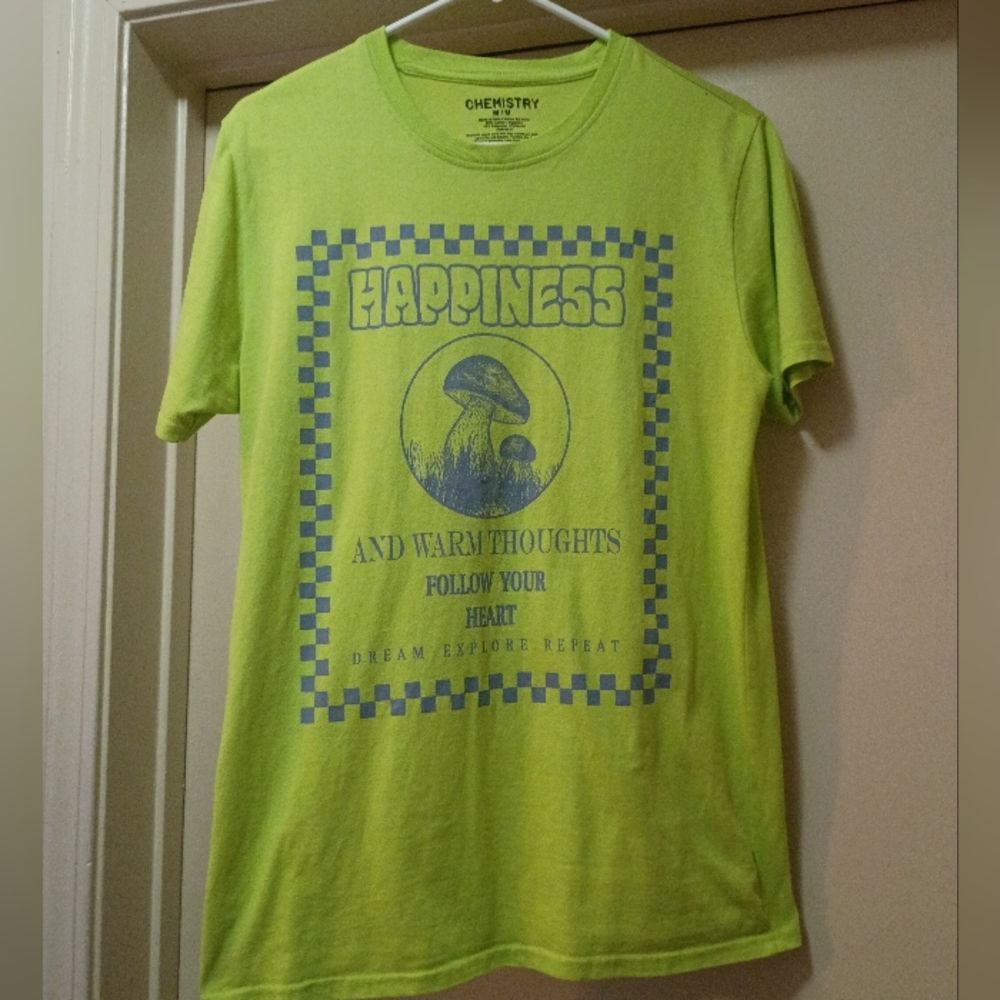 Chemistry Vibrant Green Tee with Blue Design